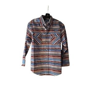 Panhandle Slim Pearl Snap Dress Shirt Boys Size L 14  Blue western  Youth Collar